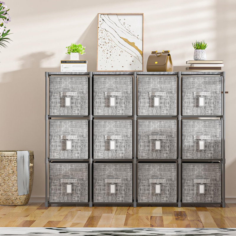 Cube Storage Organizer Shelf with 6 Printed Bins + Labels