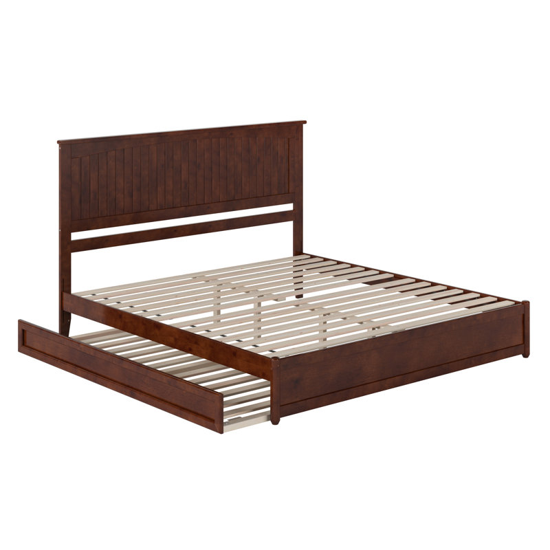 Lit plateforme avec lit gigogne et lit gigogne Darlean, Très grand, Walnut