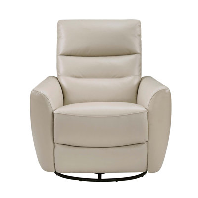 Luxurious Swivel Glider Reclining Chair With Plush Comfort And Taupe Leather Upholstery For Living Room Relaxation