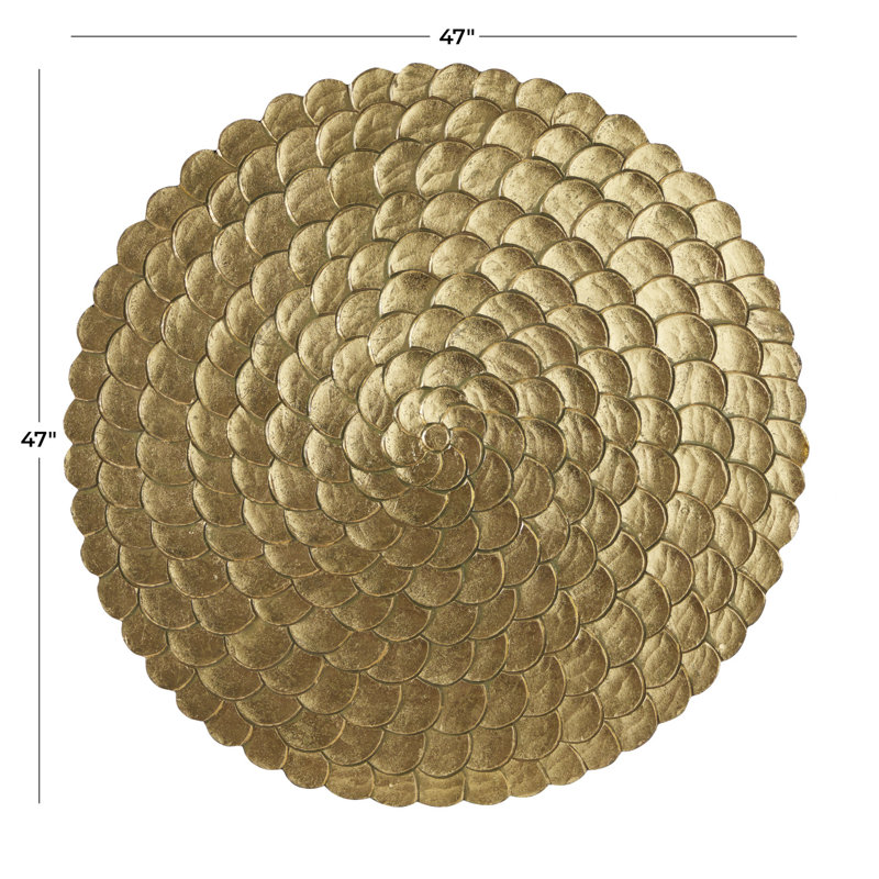 Wood Carved Radial Plate Wall Decor, Gold