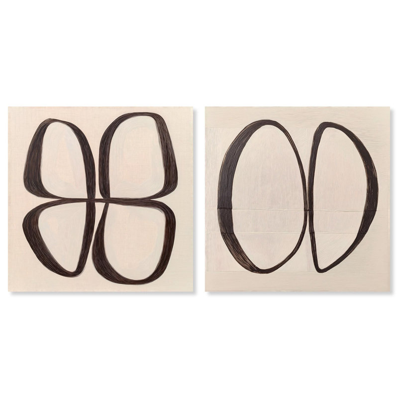 Deia Collection: Ovals & Forms Canvas Print Modern Wall Art Set by Art Remedy, Black Frame, 12 x 12, 24" H x 24" W