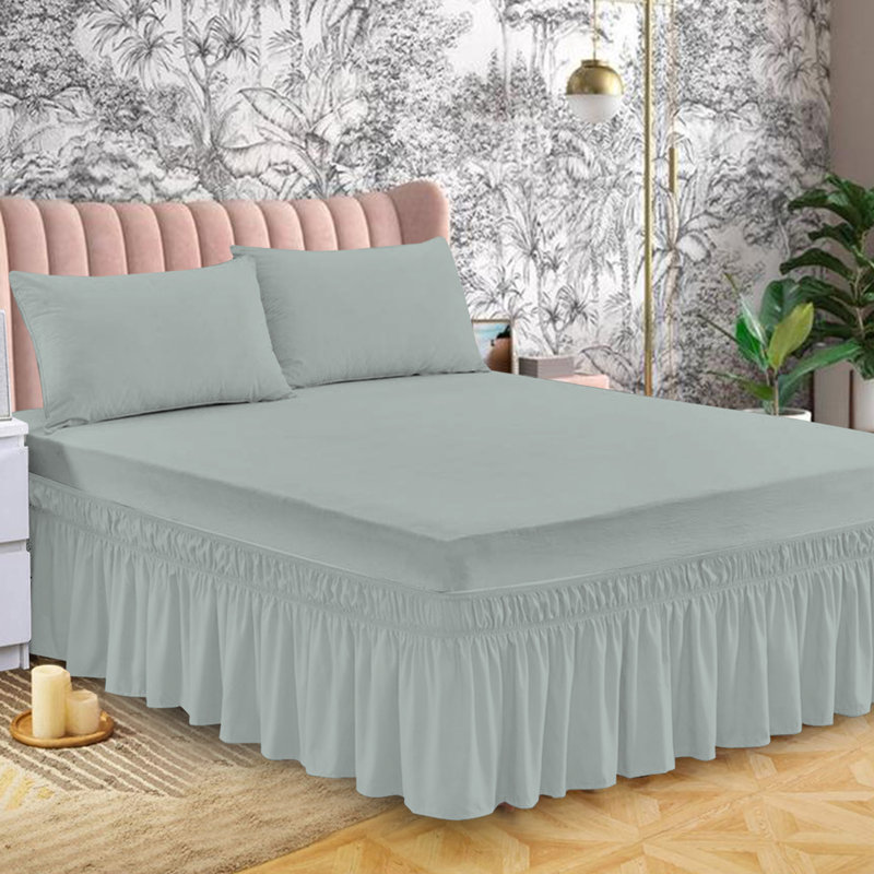 Bel Tailored Wrap Around Bed Skirt, Double (4'6), Grey