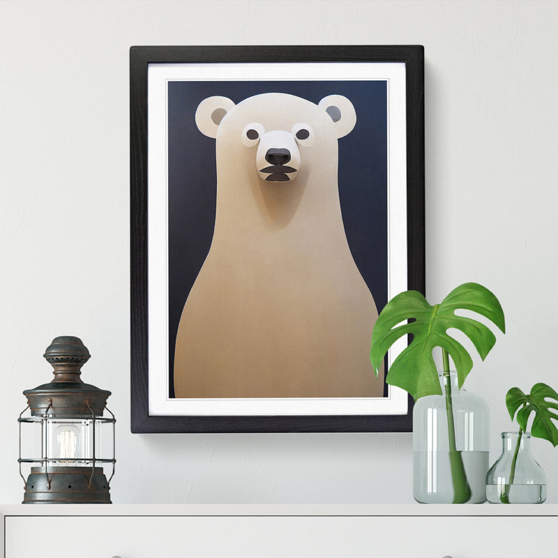Lekishia Polar Bear Minimalistic Vol.1 - Picture Frame Print, Black, 64cm H x 46cm W