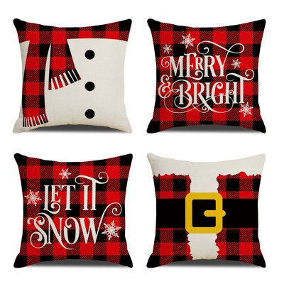 Christmas Throw Pillow Covers 18 X 18 Inch Set Of 4