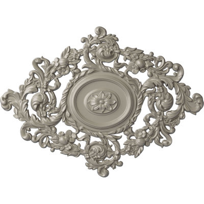 Endurathane Katheryn Ceiling Medallion, 22 1/2"W x 30 3/8"H x 1 1/2"P, Hand-Painted Pearl White Finish