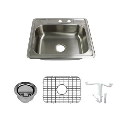 Select 25'' L Drop-In Single Bowl Stainless Steel Kitchen Sink