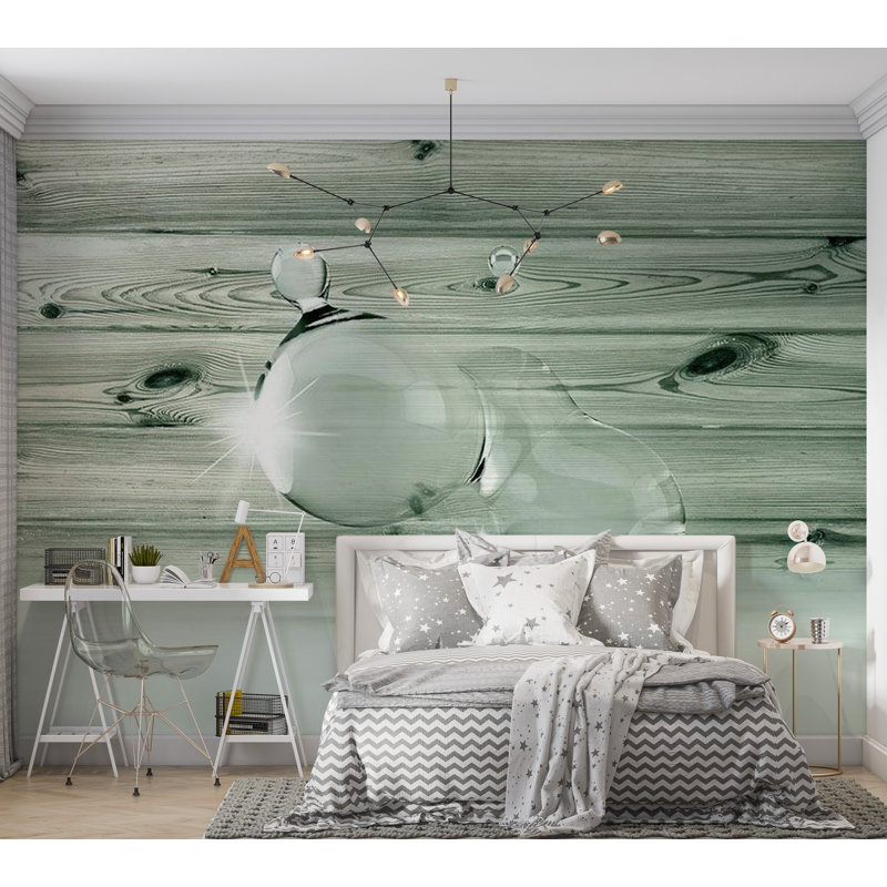 Murale Gouttes d'eau sur bois, L 27 po x l 39 po