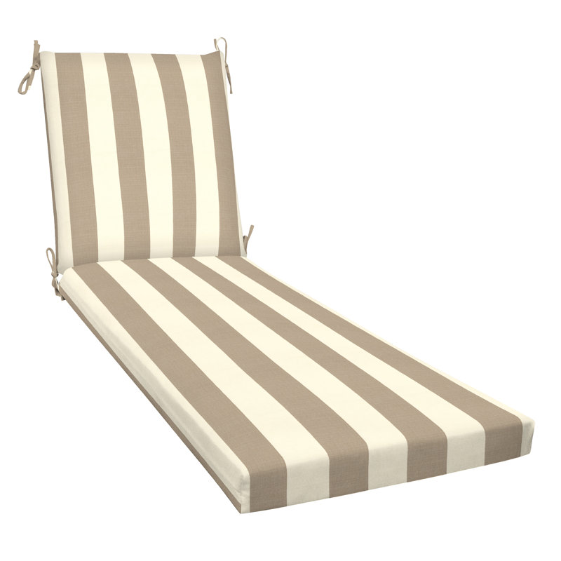 Outdoor Chaise Lounge Cushion – Weather-Resistant, Reversible, Plush Comfort - Basics by Wayfair™, Camel Awning Stripe