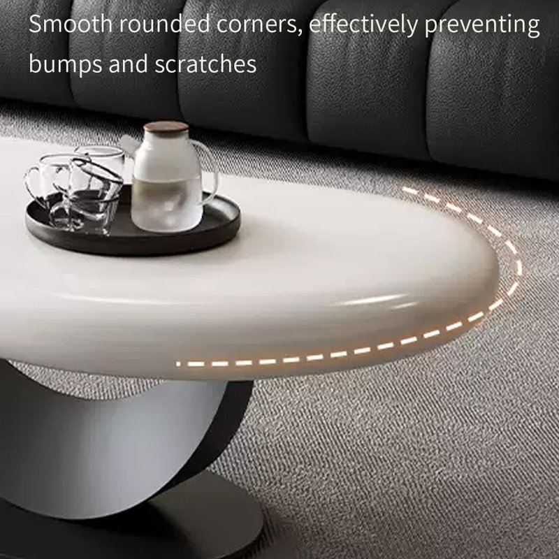 Table basse à pieds en métal en forme de nuage, H 17,71 po x L 39,37 po x l 27,16 po, Blanc, Noir