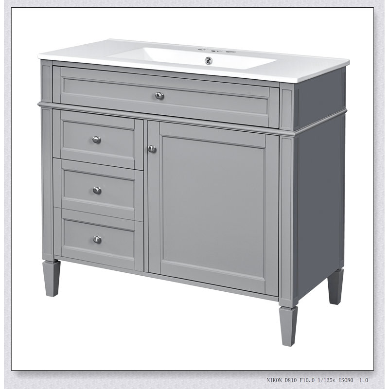 Mosinak 36.00'' Single Bathroom Vanity with Top, Gray
