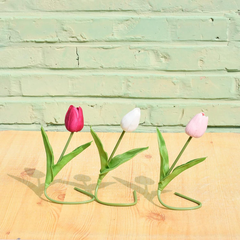 20 pièces de fleurs artificielles en soie tulipe artificielle, Rose