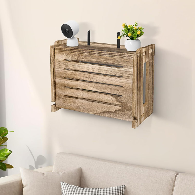 Tablette en bois avec support mural, Brown
