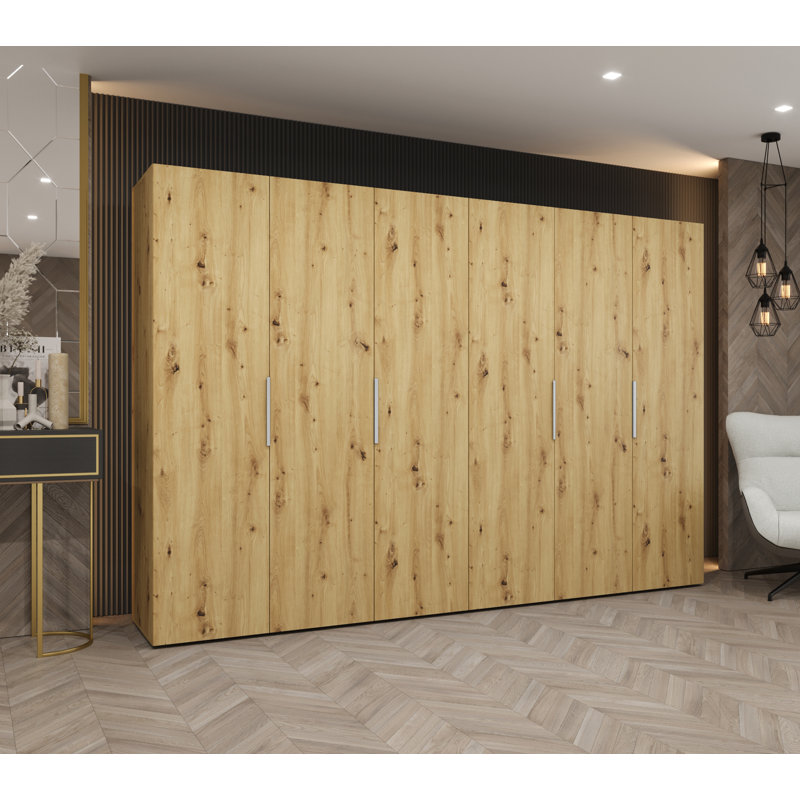 Manufactured Wood Wardrobe, artisan oak + handles: cashmere