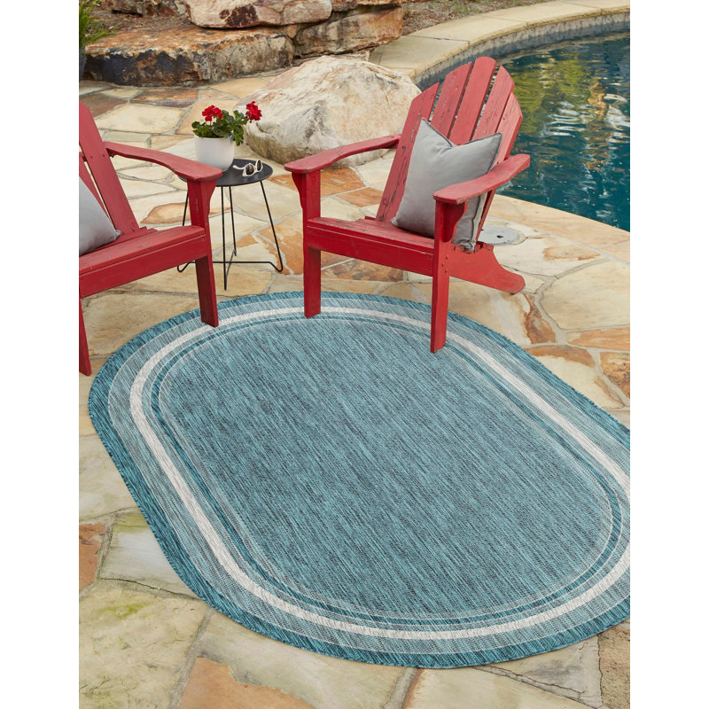 Tapis intérieur / extérieur Sevinc, Ovale 5 pi x 8 pi, Dark Teal