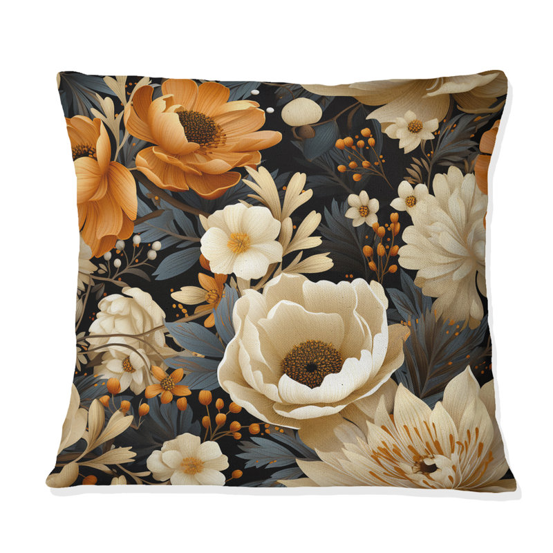 Motif de fleurs d'automne II - imprimé floral, H 16 po x l 16 po
