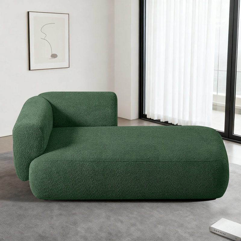 Chaise longue / grande chaise longue avec structure en bois massif, assise profonde et tissu doux, chaise d'appoint de salon pour la détente et la lecture, canapés Boucle