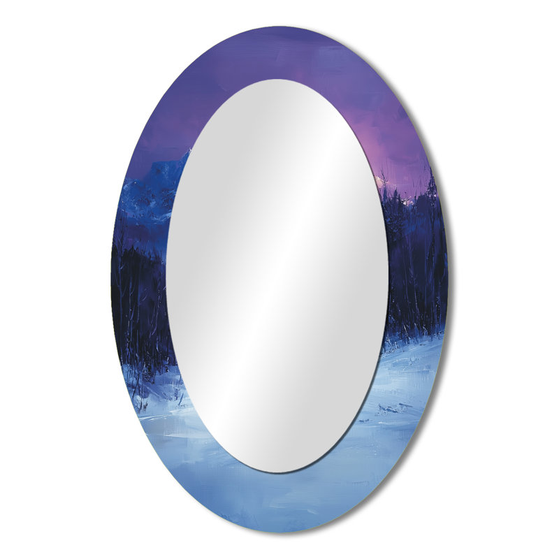 Alaska Snow Capped Summits At Twilight II - Large Oval Wall Mirror On Metal, 36" x 24"