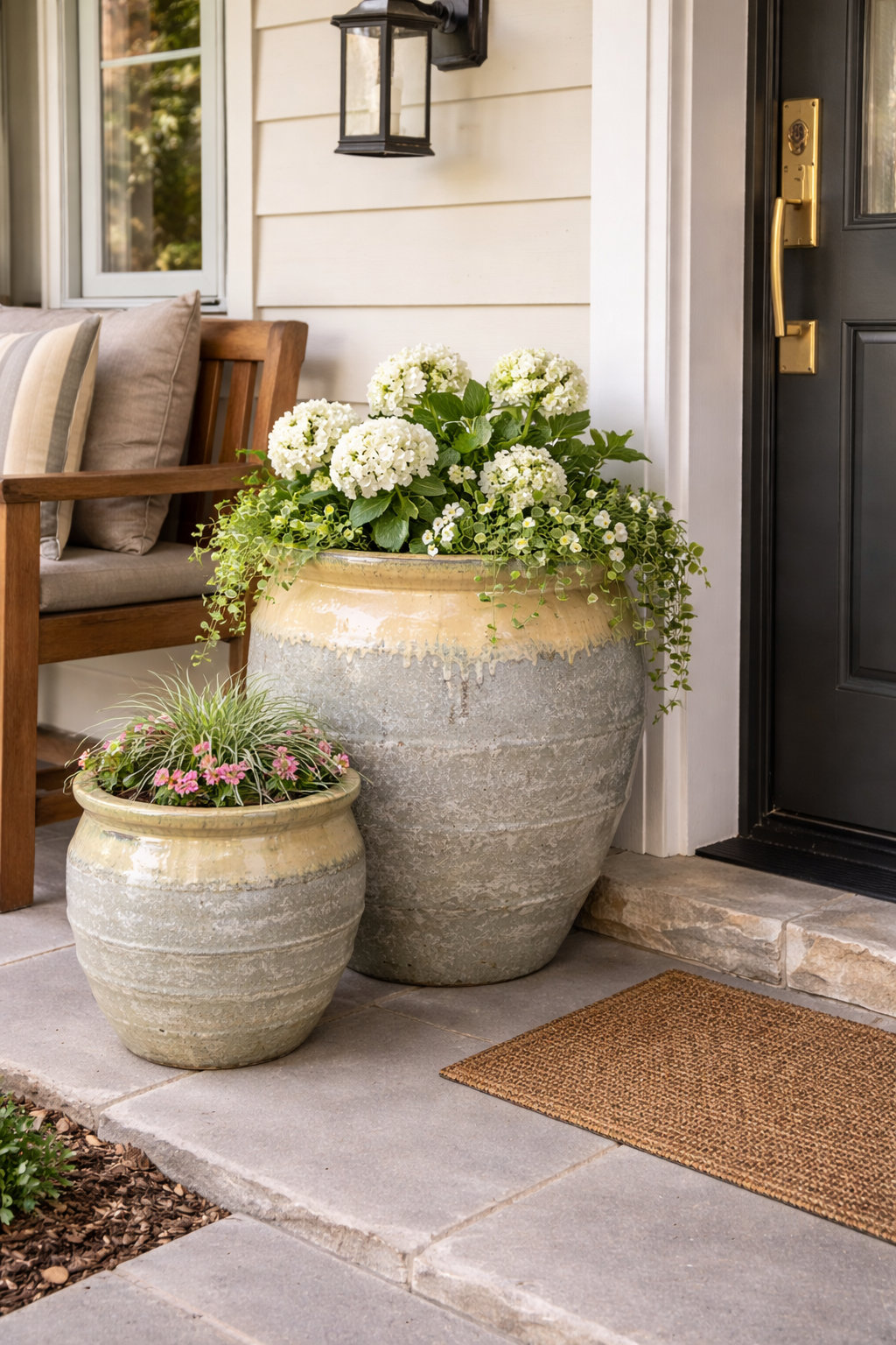 19" Pot Planter, Cream/Graystone