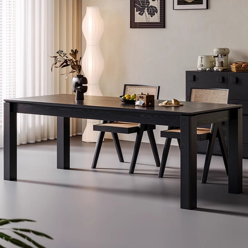 Black Rectangular Solid Wood Butterfly Leaf Dining Table, 29.53"H x 94.49"L x 39.37"W