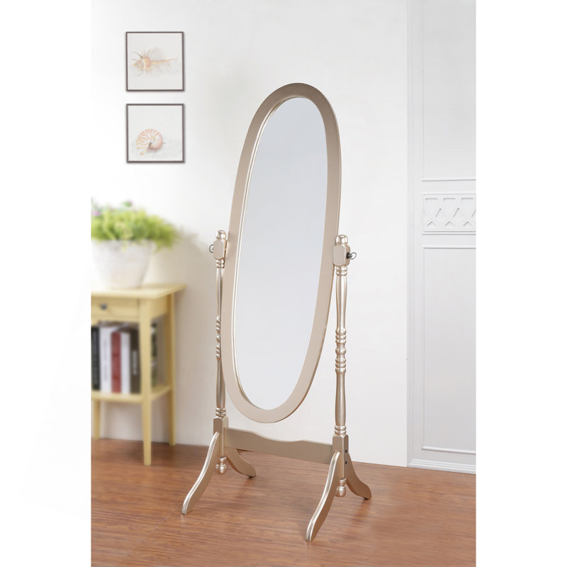 Miroir de plancher traditionnel en bois de style reine Anna, finition dorée, Gold