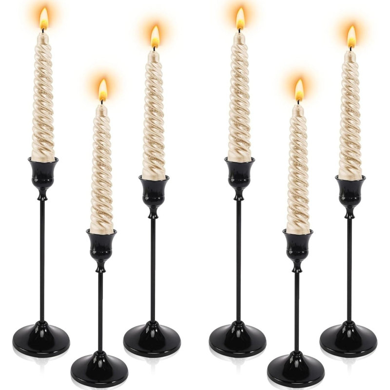 Ensemble de 6 chandeliers fuselés en métal noir 6 pièces