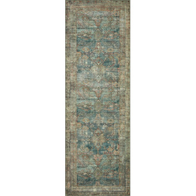 Magnolia Home By Joanna Gaines X Loloi Banks Machine Washable Ocean / Spice Area Rug