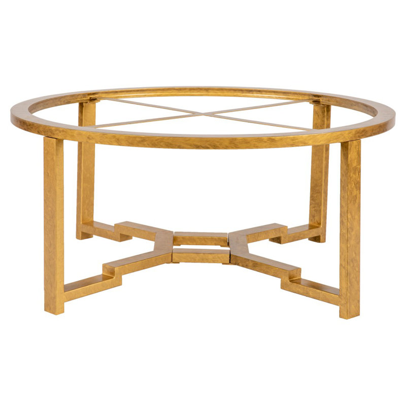 Kim Frame Coffee Table, Lite Travertine, Gold Leaf