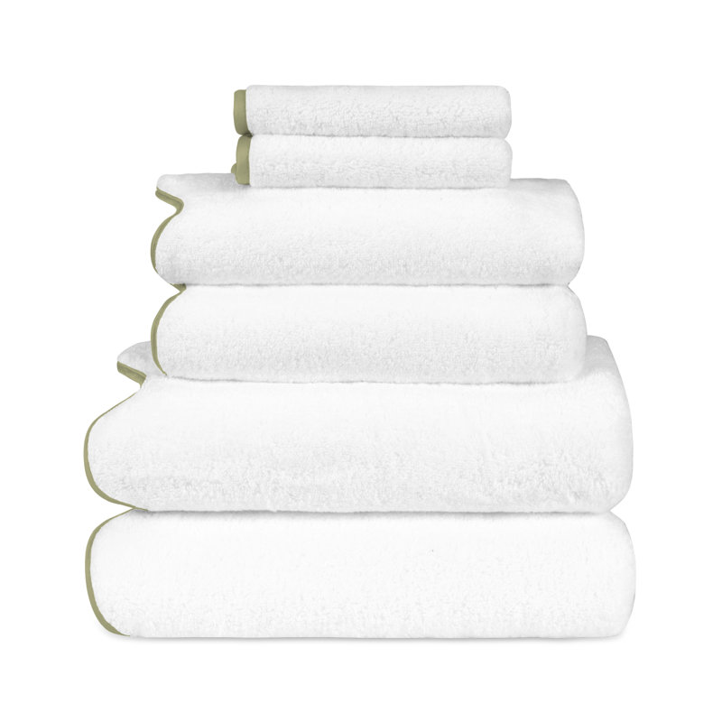 Antalya 6 Piece Turkish Cotton Towel Set, White/Piana