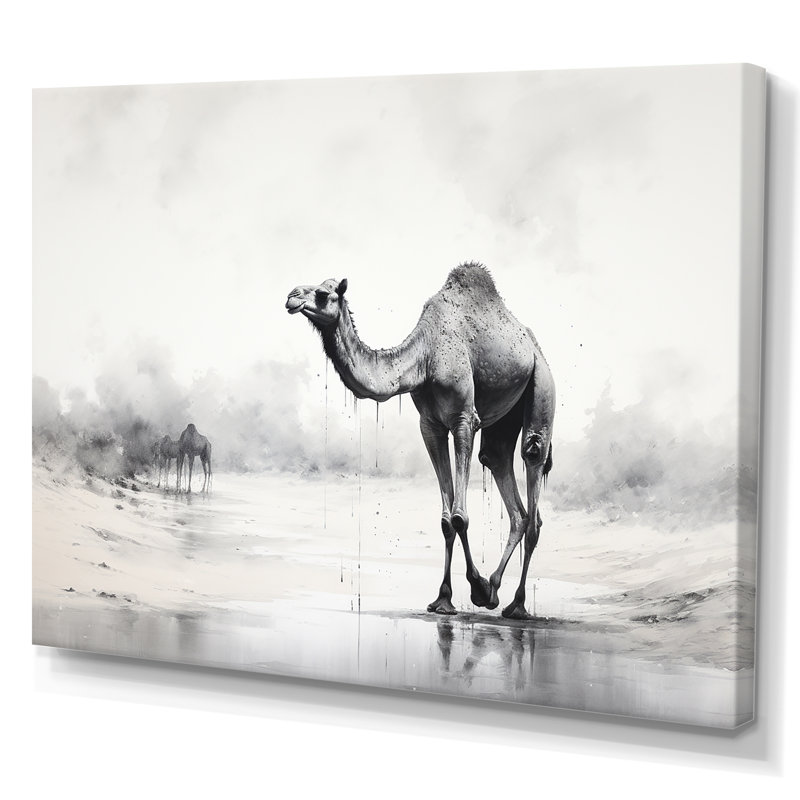 Minimalisme monochrome chameau II sur toile, H 24 po x l 32 po x P 1 po, Toile tendue