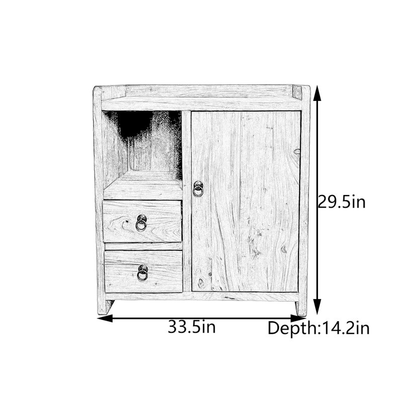 Armoire console en bois d'orme massif