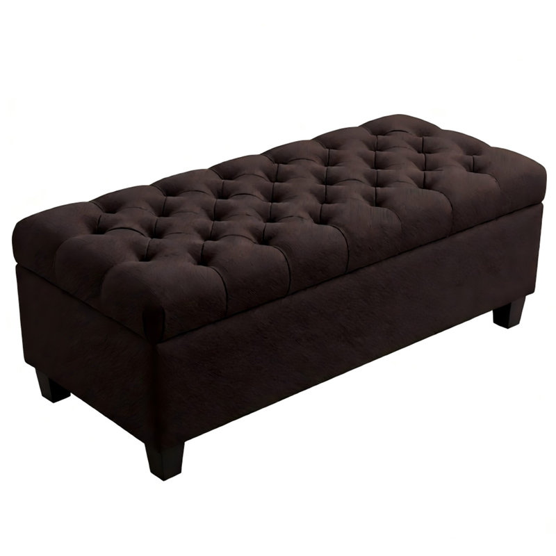 50.25" Storage Ottoman Bench - Brown Storage Bench End Of Bed With Safety Hinges, Brown