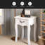 Table de rangement sur pied blanche avec tiroir et 4 pieds courbés