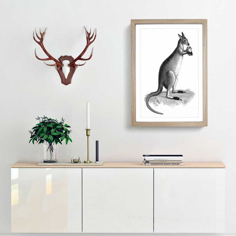 Kangaroo by George Shaw - Picture Frame Graphic Art Print, 65cm H x 48cm W x 2cm D, Oak Framed