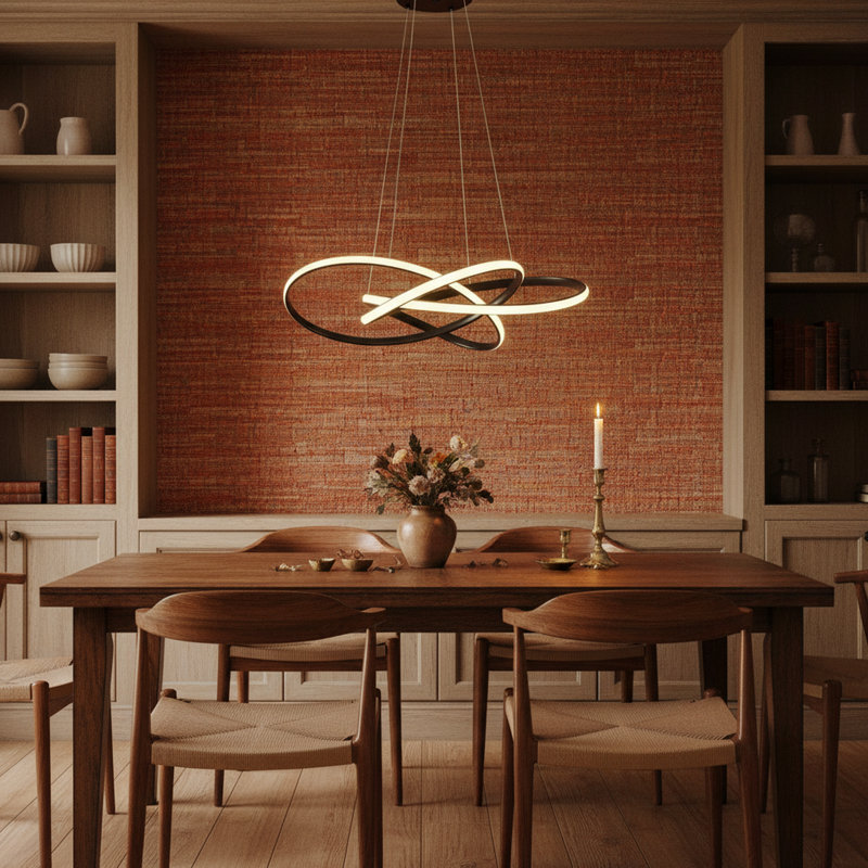Wadhah Modern Chandelier Kitchen Island Pendant Light LED Switch Dimmable, Black