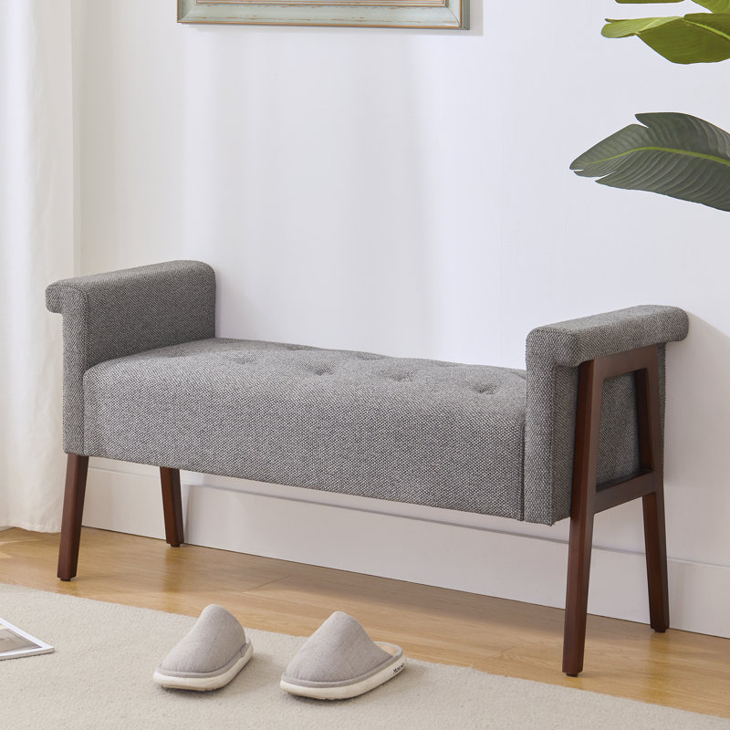Banc rembourré en mélange de polyester Lovice, Gris