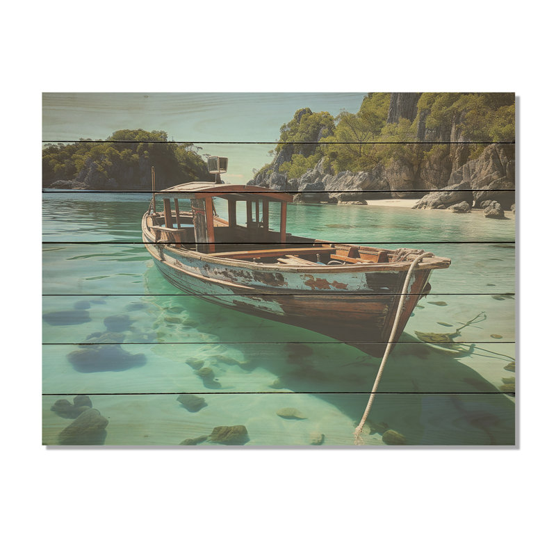 Kradis Coastal Cradle Tranquil Waters II - Plage sur bois, H 30 po x l 40 po x P 0,78 po