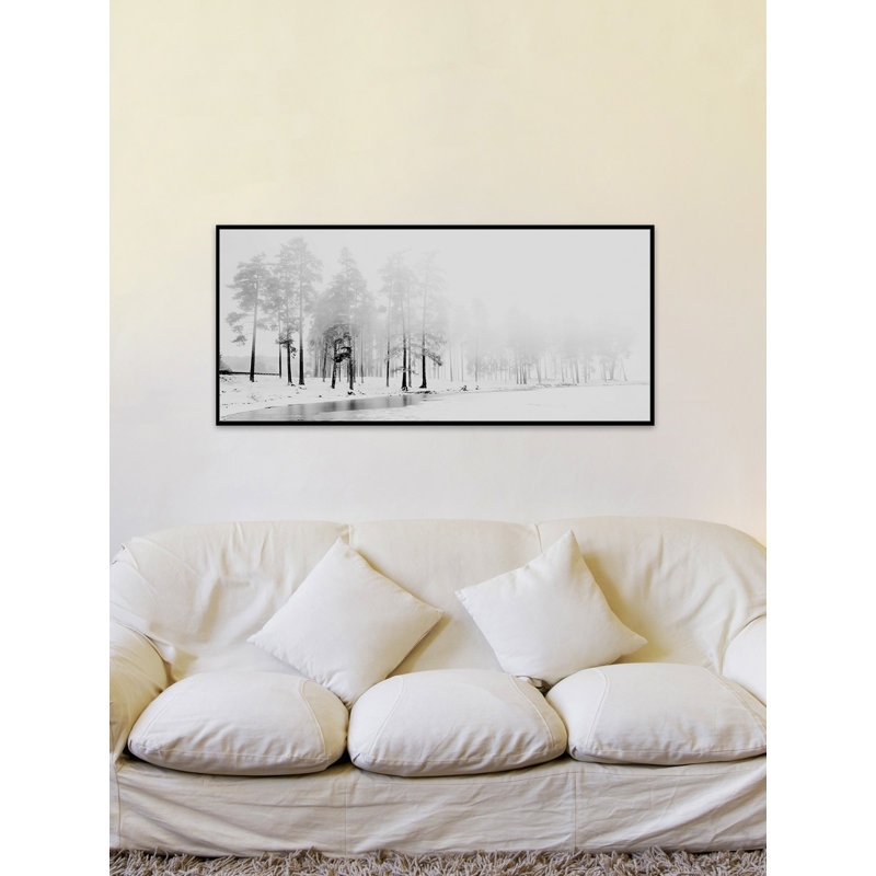 Winter River Canvas Art Print, 30" H x 60" W, Black Floater Framed