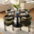 4 - Person Dining Table Sets With Round Table & 4 Upholstered Velvet Chairs-895258791