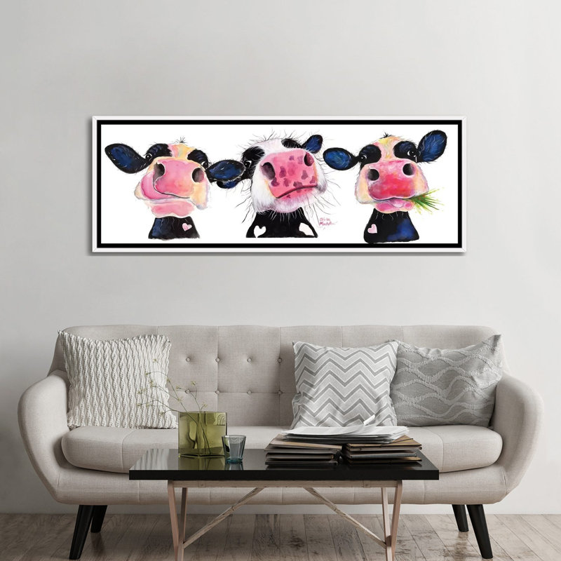 «The Nosy Cows» par Shirley Macarthur - impression d'art graphique panoramique, H 24 po x l 72 po x P 1,5 po