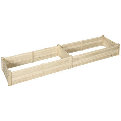 8X2ft Raised Wooden Planter With 2 Compartments, Self Draining Bottom For Patio Cultivation Of Vegetables Herbs And Flowers, Non - Woven Filter To Weed Invasion Gardening Prevention
