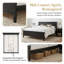 Lit plateforme très grand Mid-Century en bois avec tête de lit, finition noir anthracite, pieds fuselés en pin massif, support à lattes de bois, aucun sommier requis, rangement sous le lit de 8,2 po, capacité de 800 lb
