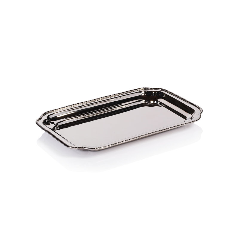Plateau en laiton poli Andrea, L 12,5 po x P 8,5 po x H 1 po