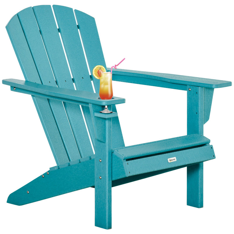 Chaise Adirondack avec porte-gobelet Outsunny, Bleu