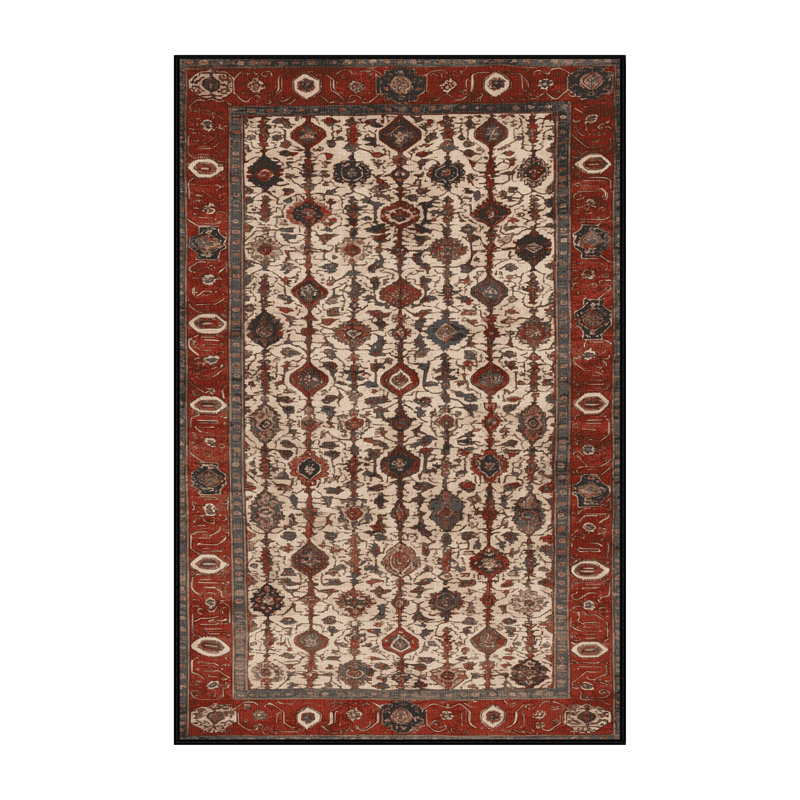 Machine Washable Persian Brown Area Rug, Rectangle 5' x 8'