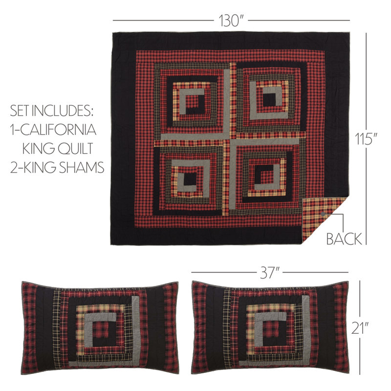 Cumberland Rustic Quilt, California King Quilt + 2 Shams