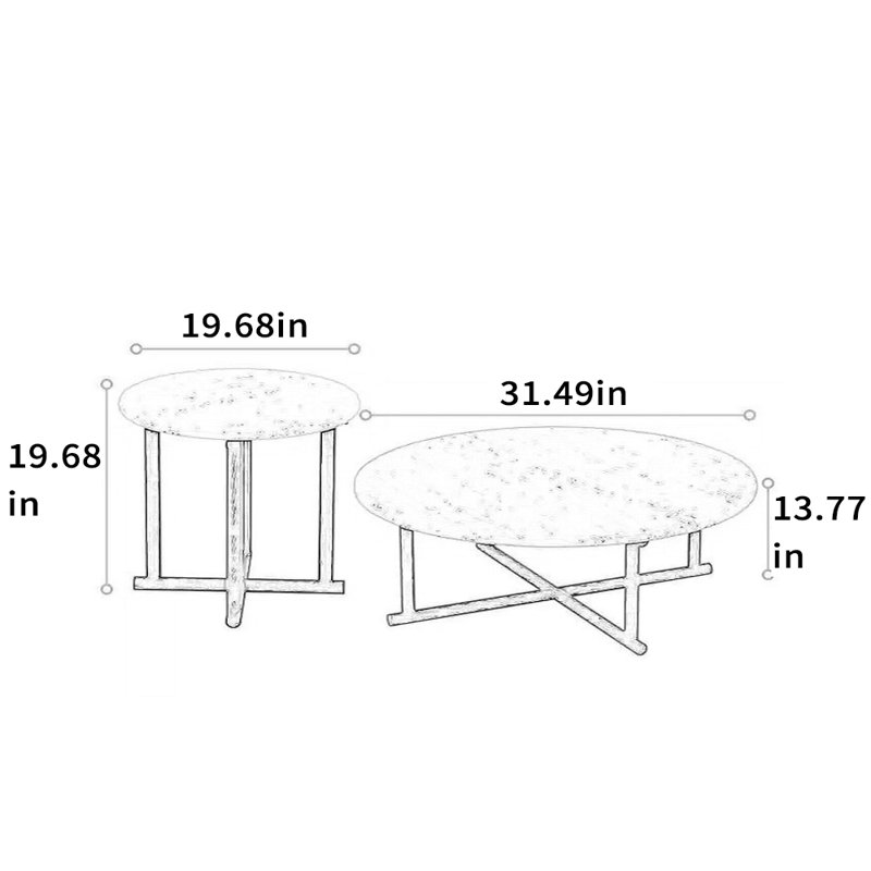 Table basse Minimalist Vintage, H 13,77 po x L 31,49 po x l 31,49 po