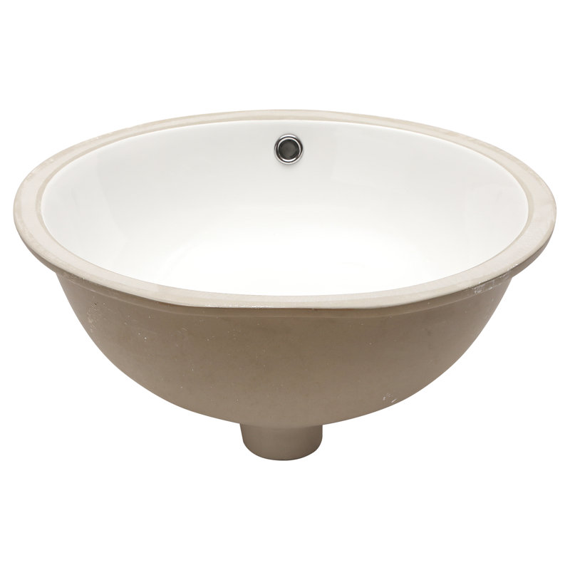 Lavabo de salle de bain ovale encastré en céramique blanche - 19 x 16 pouces, trop-plein, teint, design moderne, blanc, avec