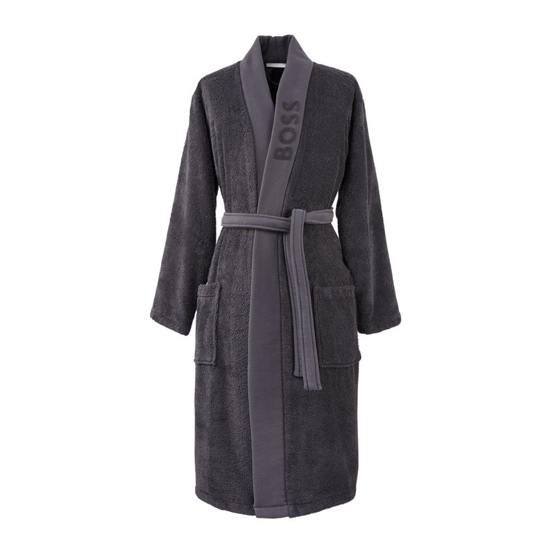 100% Cotton Terry Cloth Boy / Man+ Mid-Calf Bathrobe, M, Navy