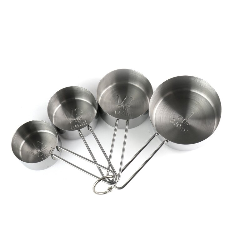 NEW Martha Stewart Stainless Steel Set of 4 Measuring Cups - Dishwasher Safe!