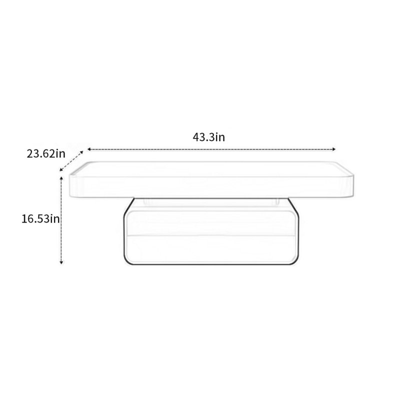 Table basse légère et luxueuse de style crème, H 16,53 po x L 43,3 po x l 23,62 po